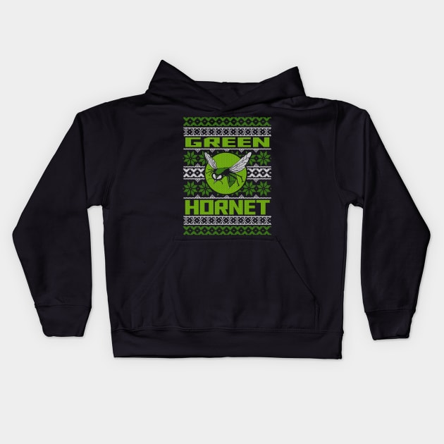 Ugly Christmas Sweater - Green Hornet Kids Hoodie by KERZILLA